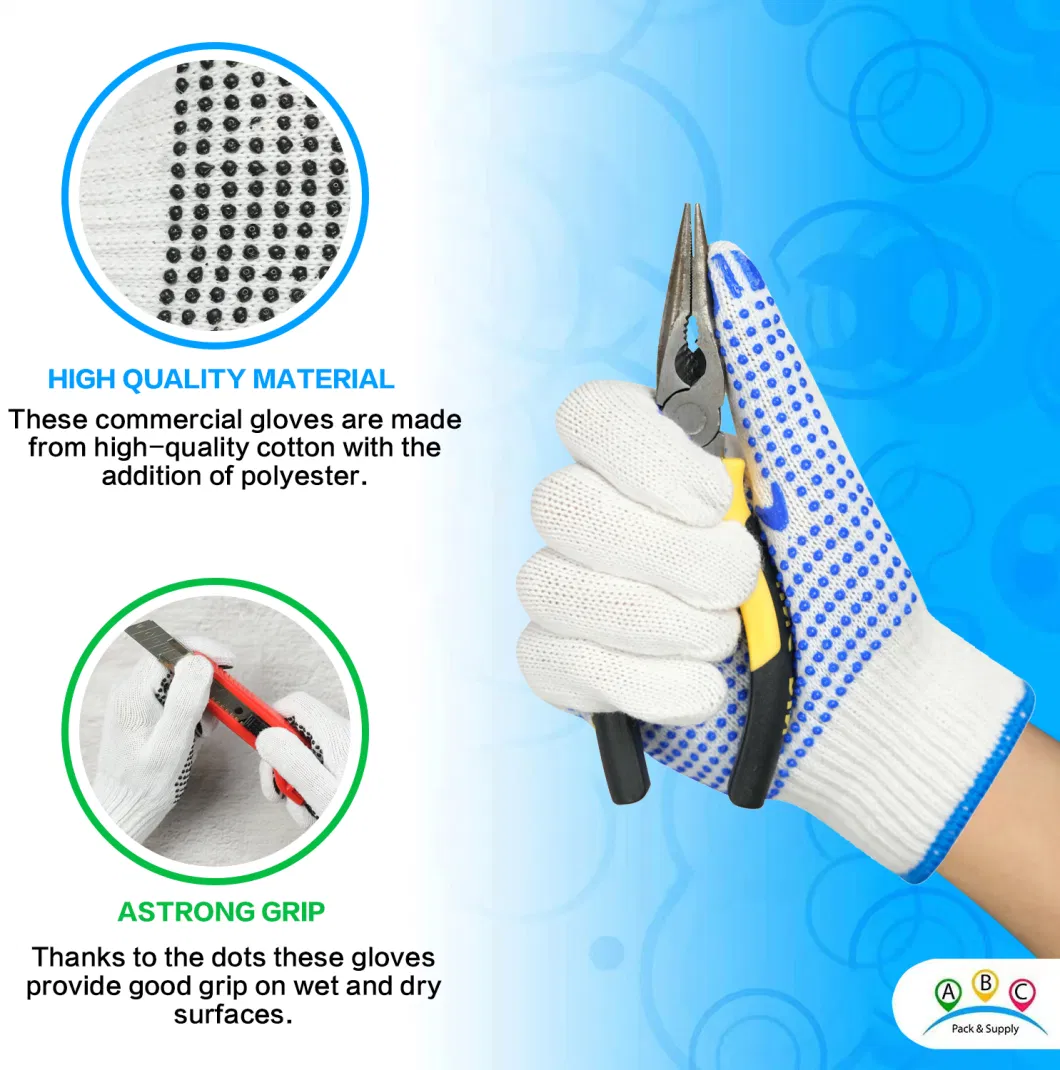 China Wholesale Safety Work Guante Industrial/Construction Hand PVC/Dotted/Dots Cotton Knitted Gloves